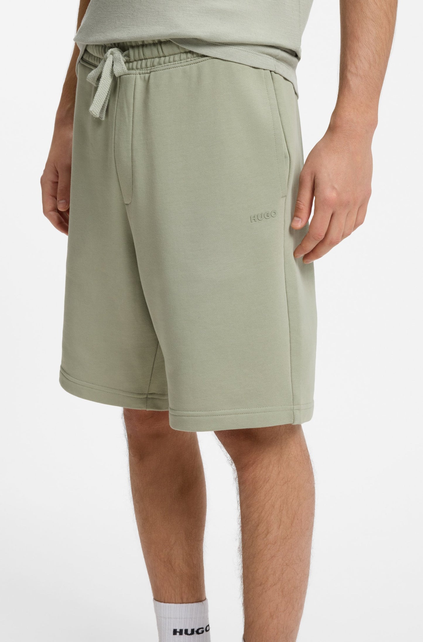 Short en molleton de coton avec logo imprimé