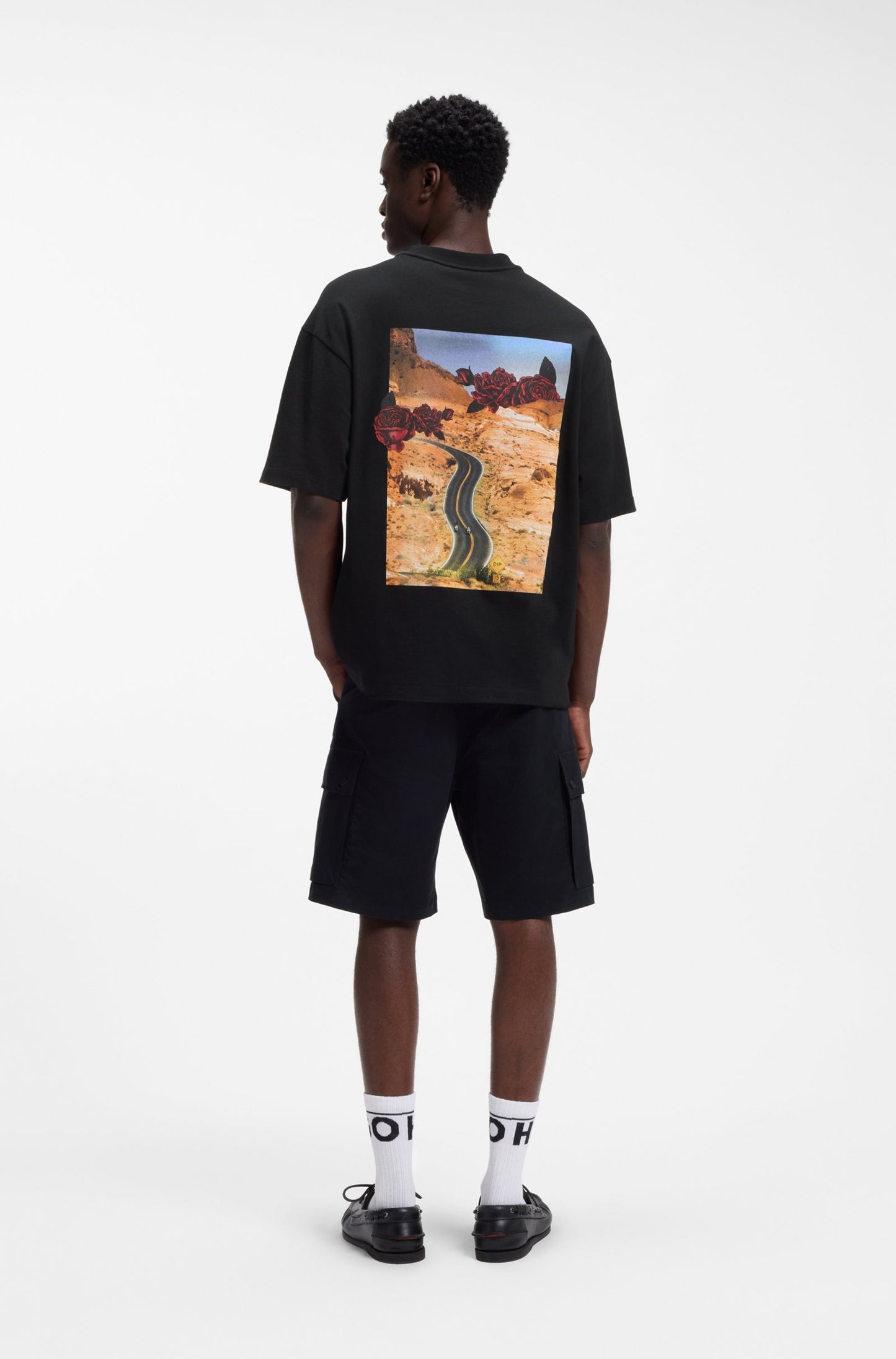 T-shirt Oversized Fit en coton avec motif graphique biker et roses