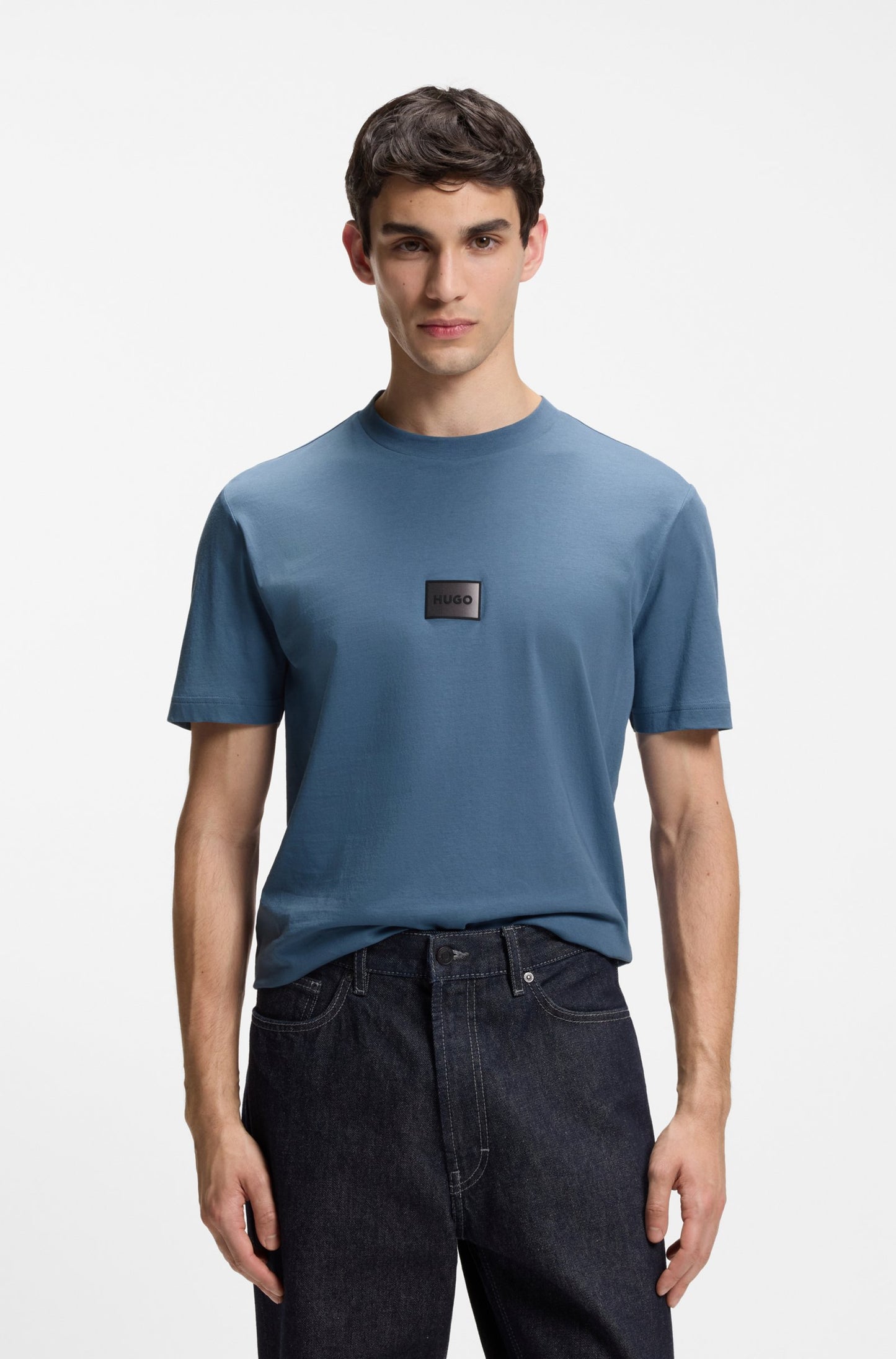 T-shirt en jersey de coton avec étiquette logotée dégradée