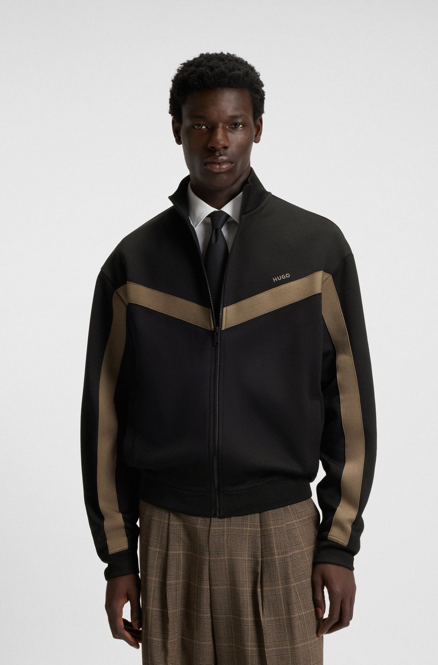Sweat zippé Relaxed avec bande chevrons