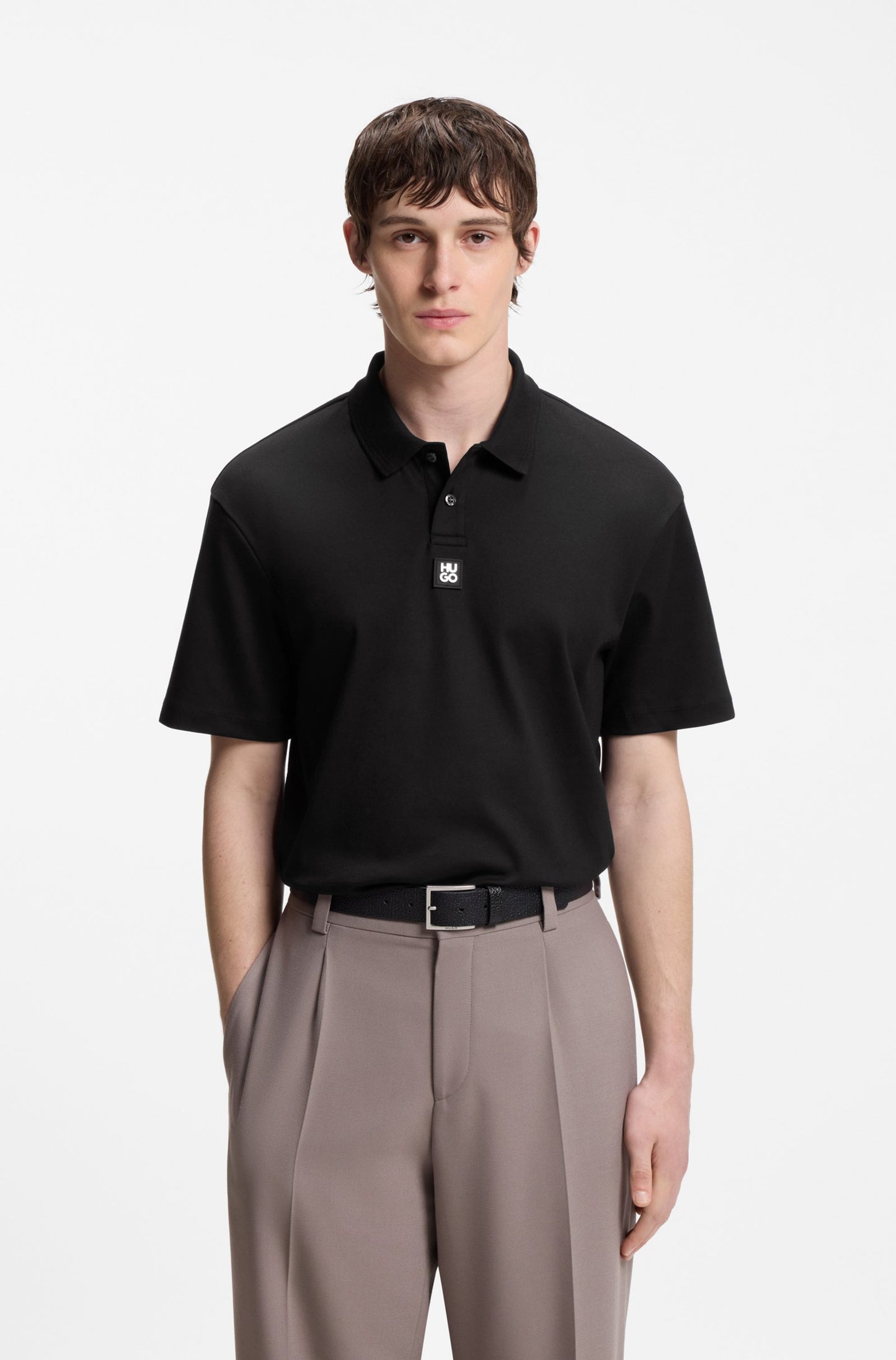 Polo en coton interlock avec logo revisité