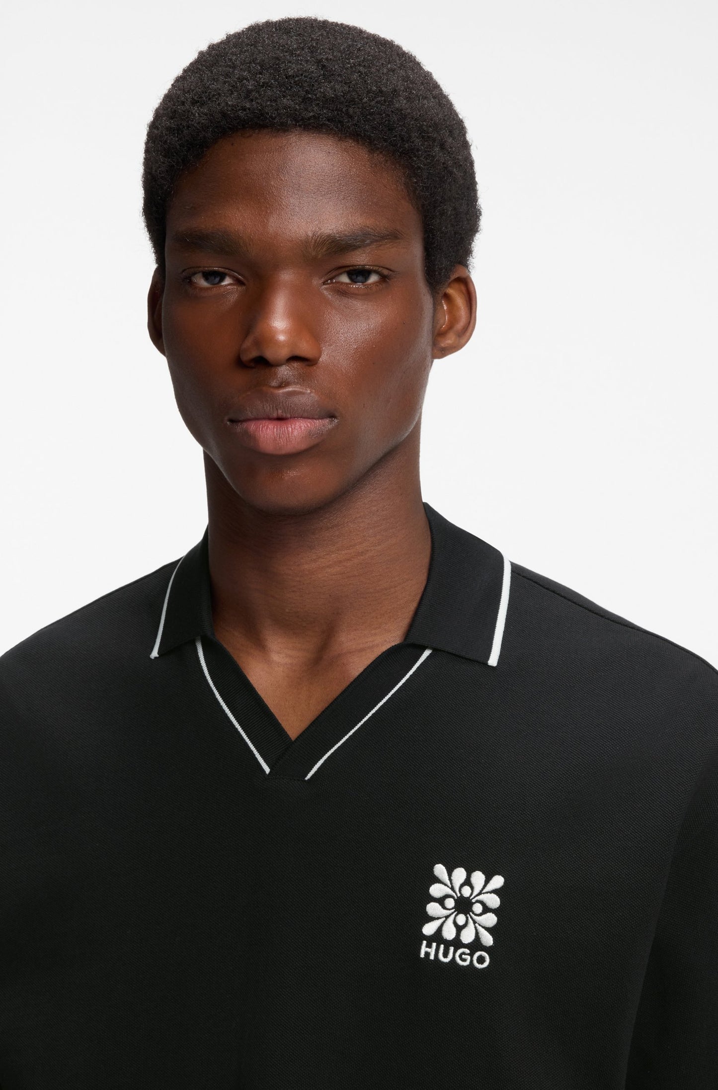 Polo à col Johnny avec logo brodé