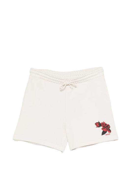 Short Relaxed Fit en coton avec motif graphique biker et roses