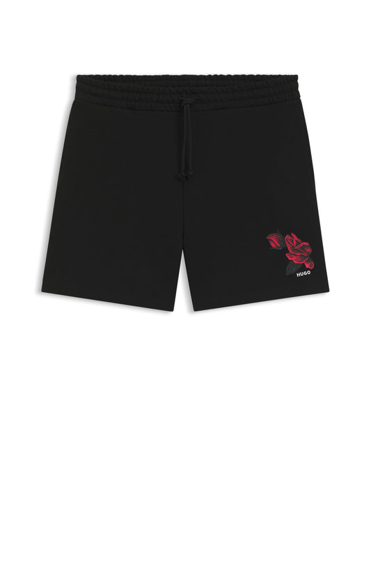Short Relaxed Fit en coton avec motif graphique biker et roses