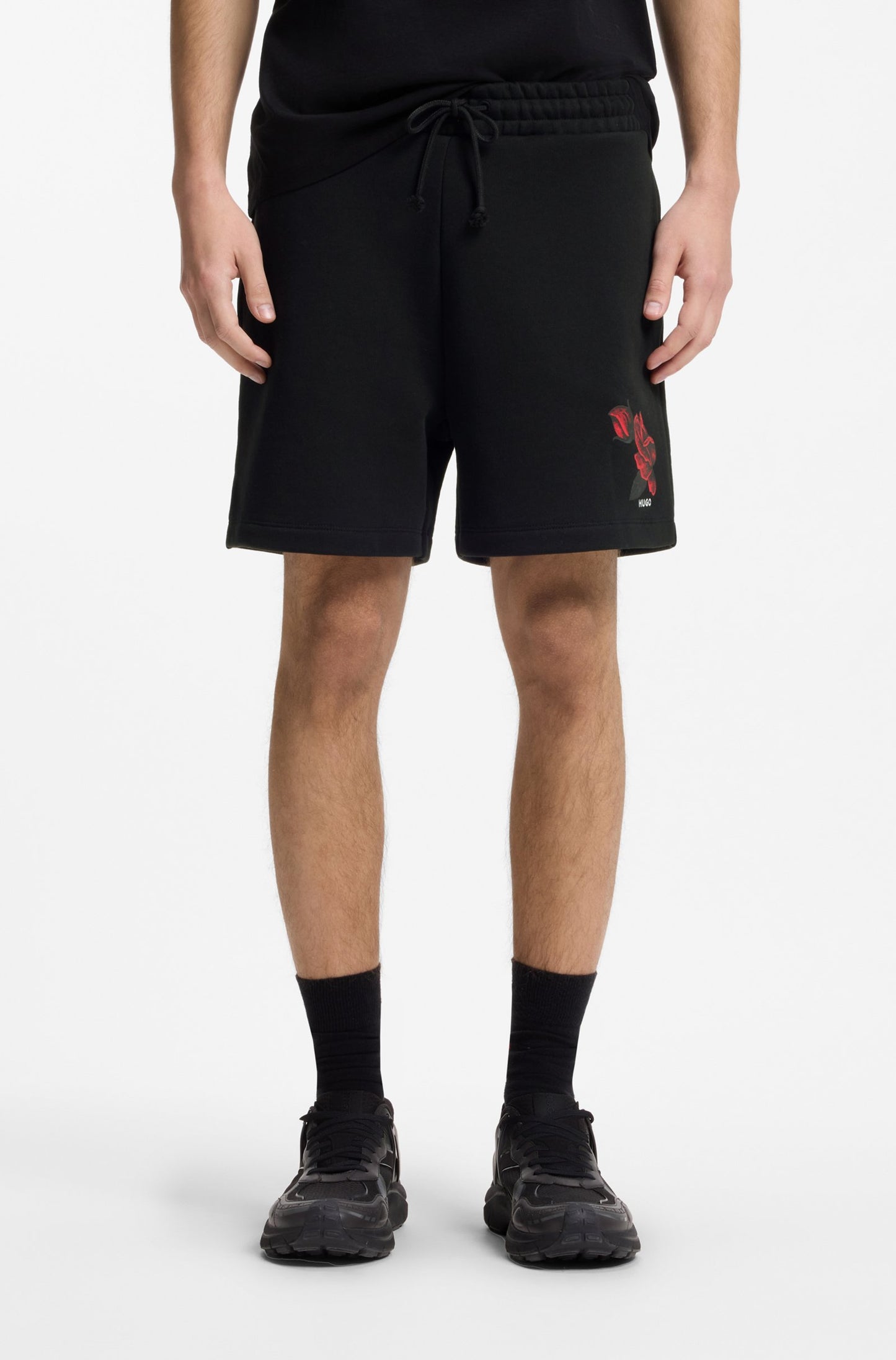 Short Relaxed Fit en coton avec motif graphique biker et roses