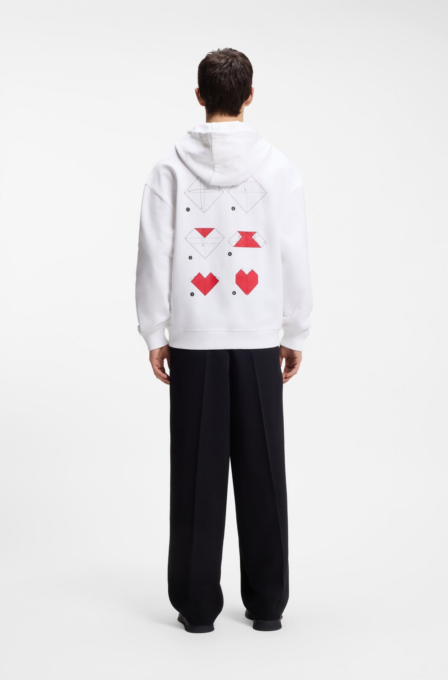 Sweat à capuche unisexe en molleton de coton avec motif cœur en origami