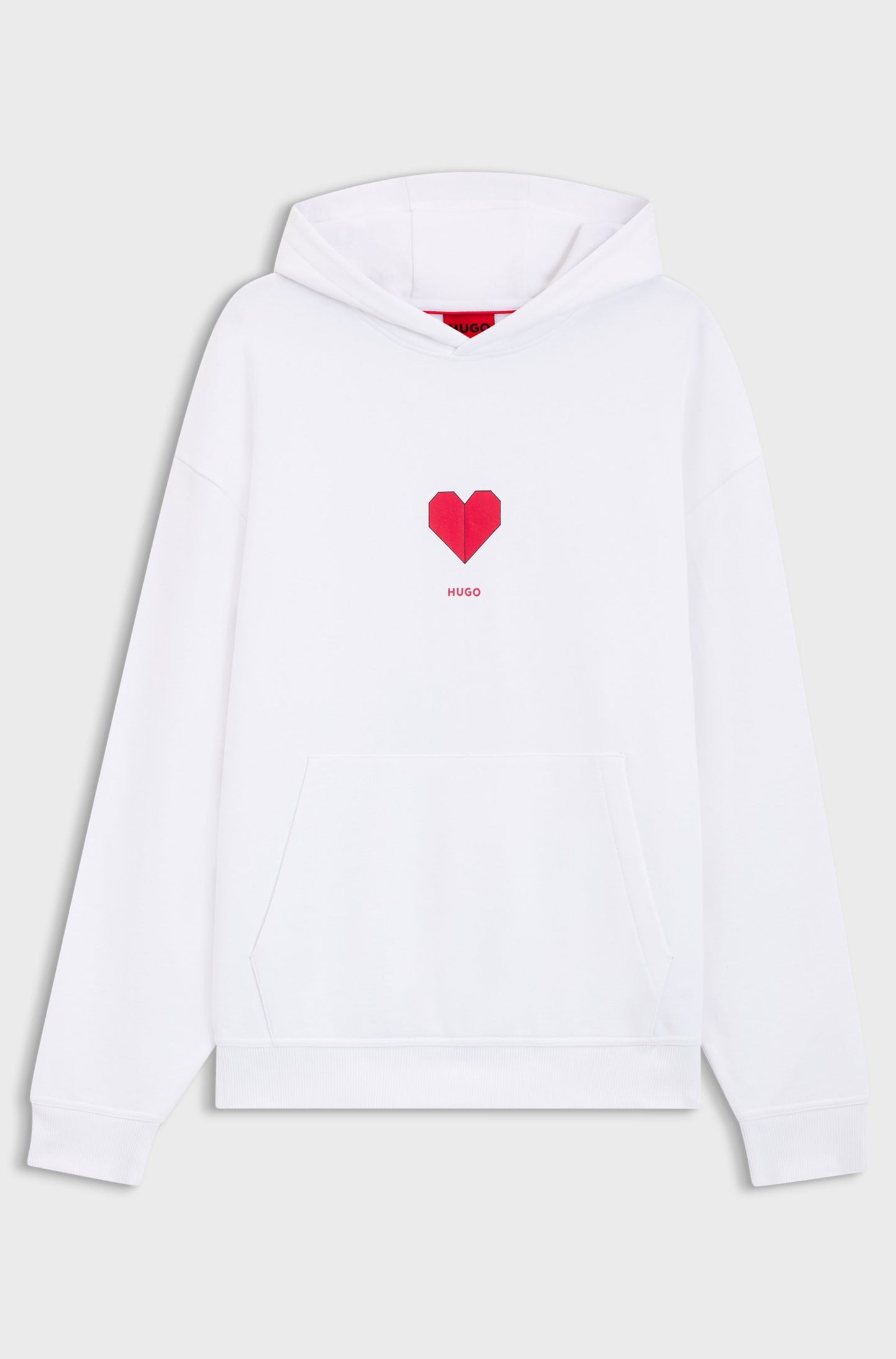 Sweat à capuche unisexe en molleton de coton avec motif cœur en origami