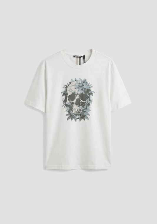 T-SHIRT REGULAR FIT EN JERSEY DE COTON AVEC IMPRIMÉ TÊTE DE MORT