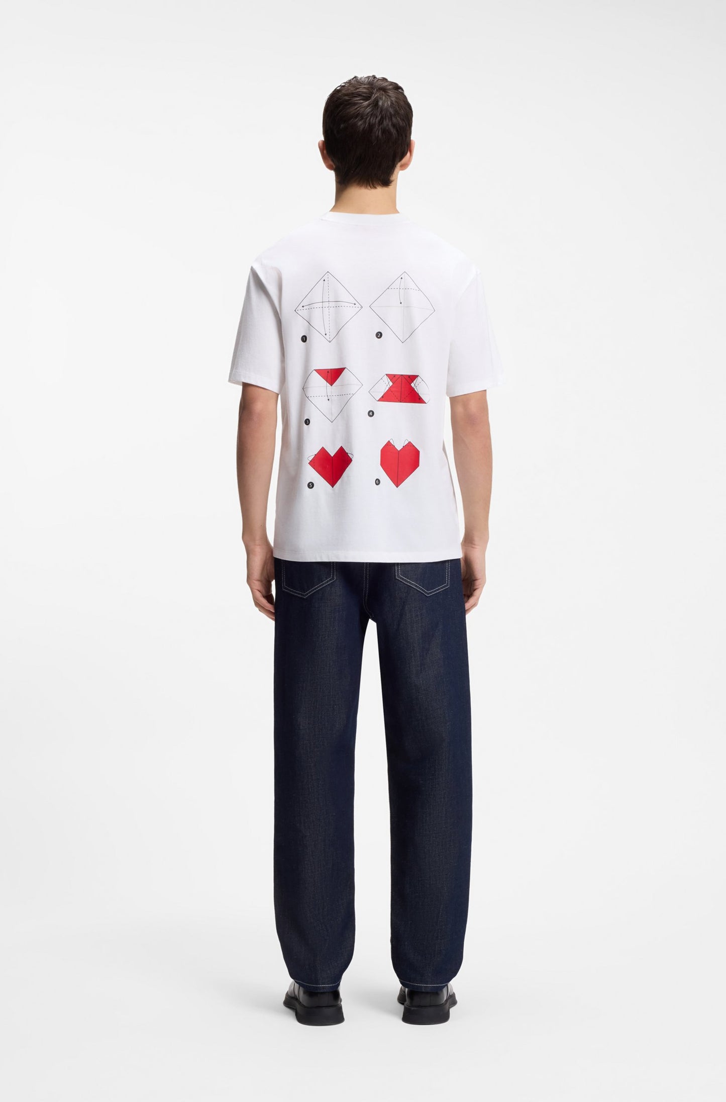 T-shirt en jersey unisexe de coton à imprimé cœur origami
