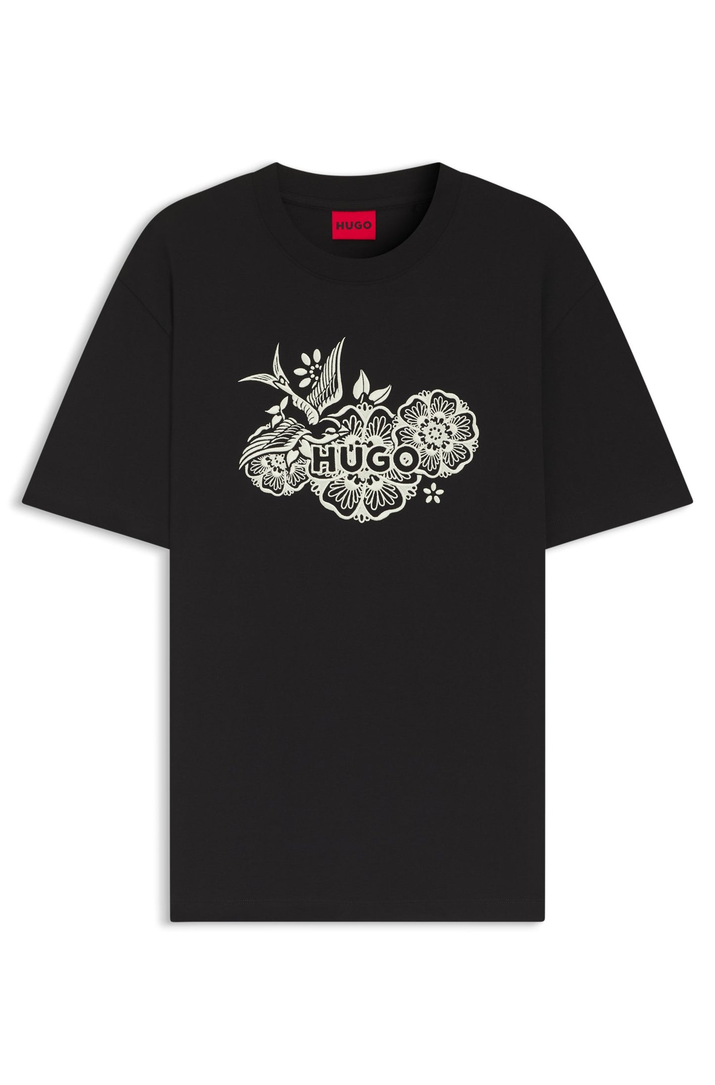 T-shirt en jersey de coton à motif artistique brodé