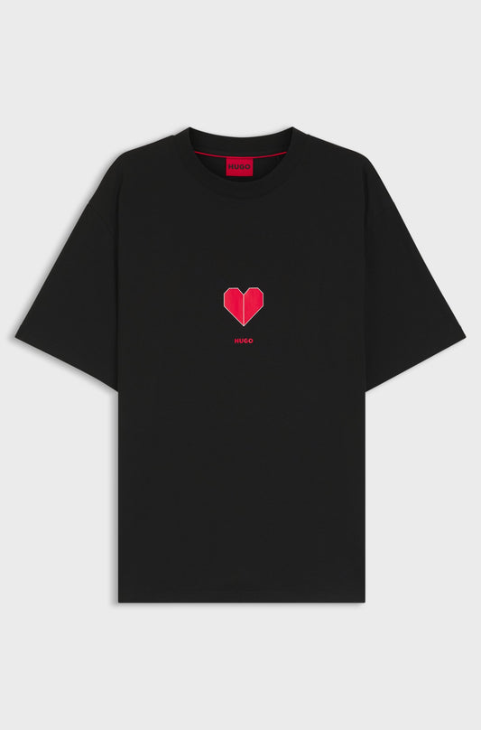 T-shirt en jersey unisexe de coton à imprimé cœur origami