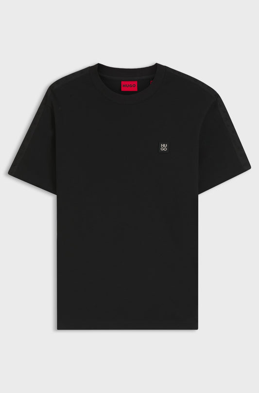 T-shirt coupe décontractée en coton interlock avec épaules brodées