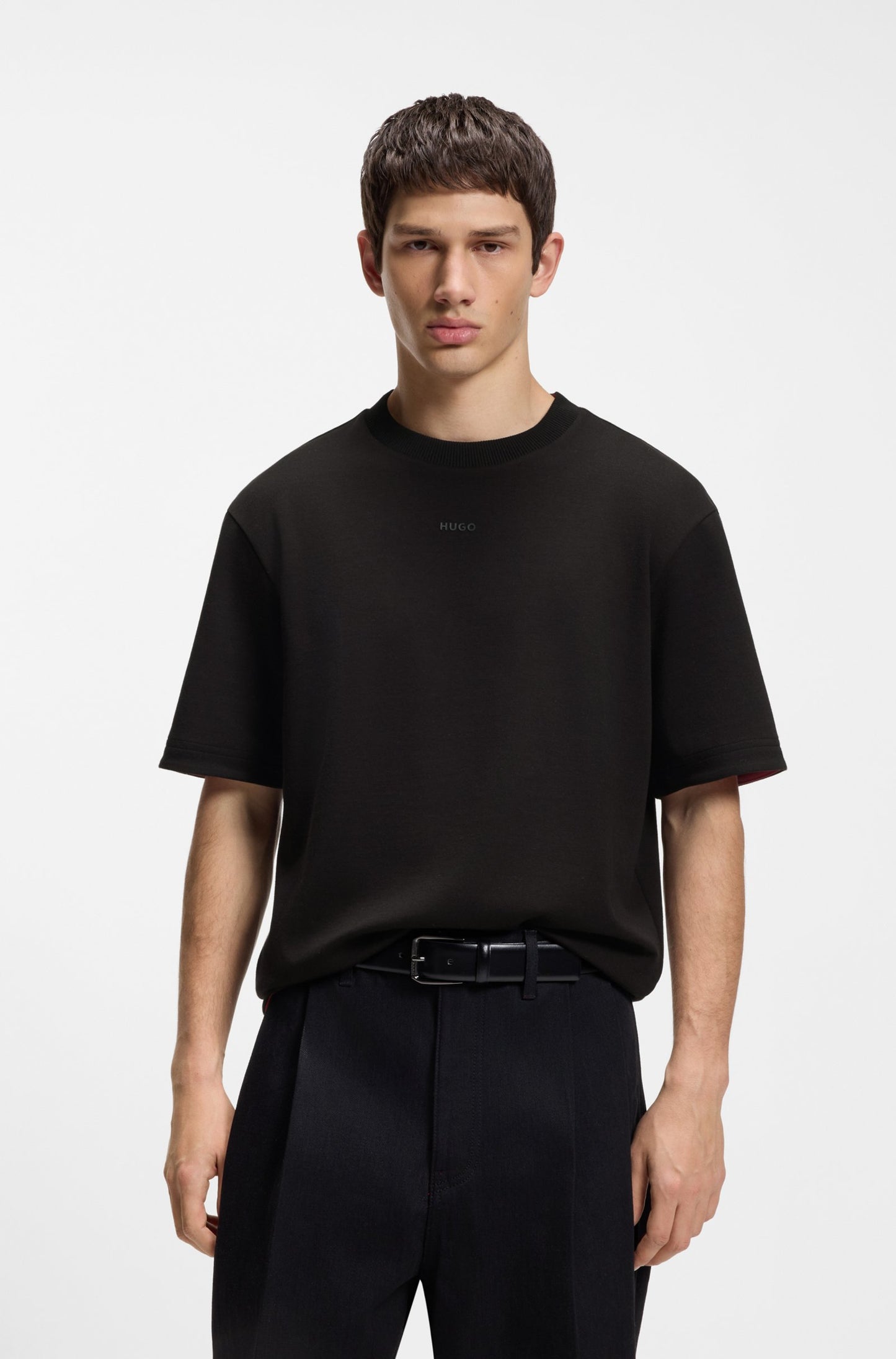 T-shirt décontracté en coton stretch avec intérieur contrasté