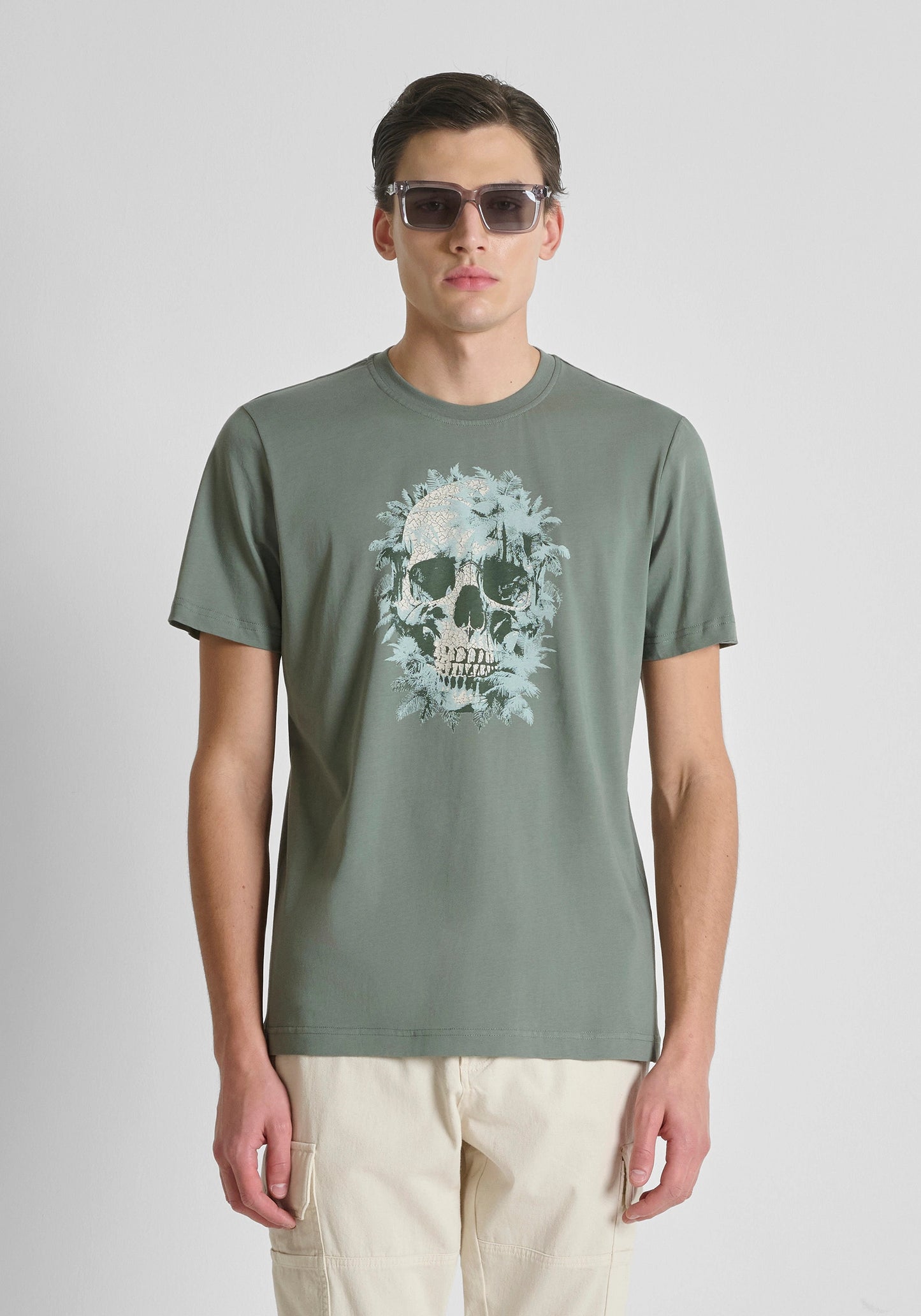 T-SHIRT REGULAR FIT EN JERSEY DE COTON AVEC IMPRIMÉ TÊTE DE MORT